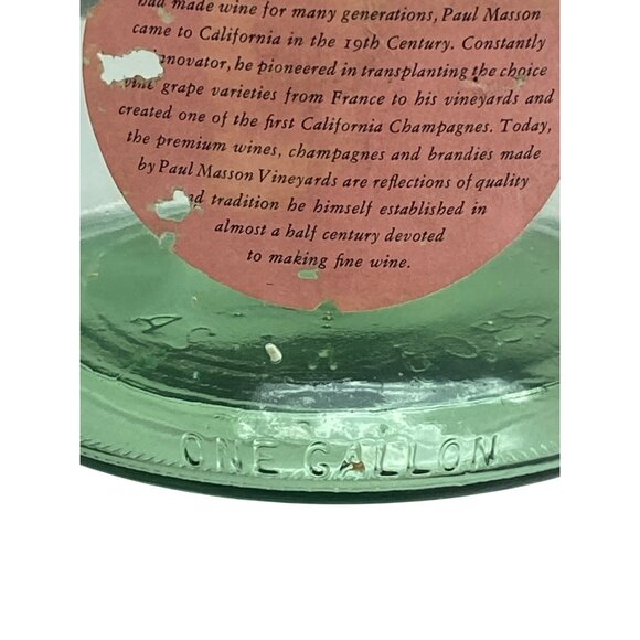 Paul Masson Vintage Green Glass Jug 1 Gallon With Handle - Picture 4 of 9